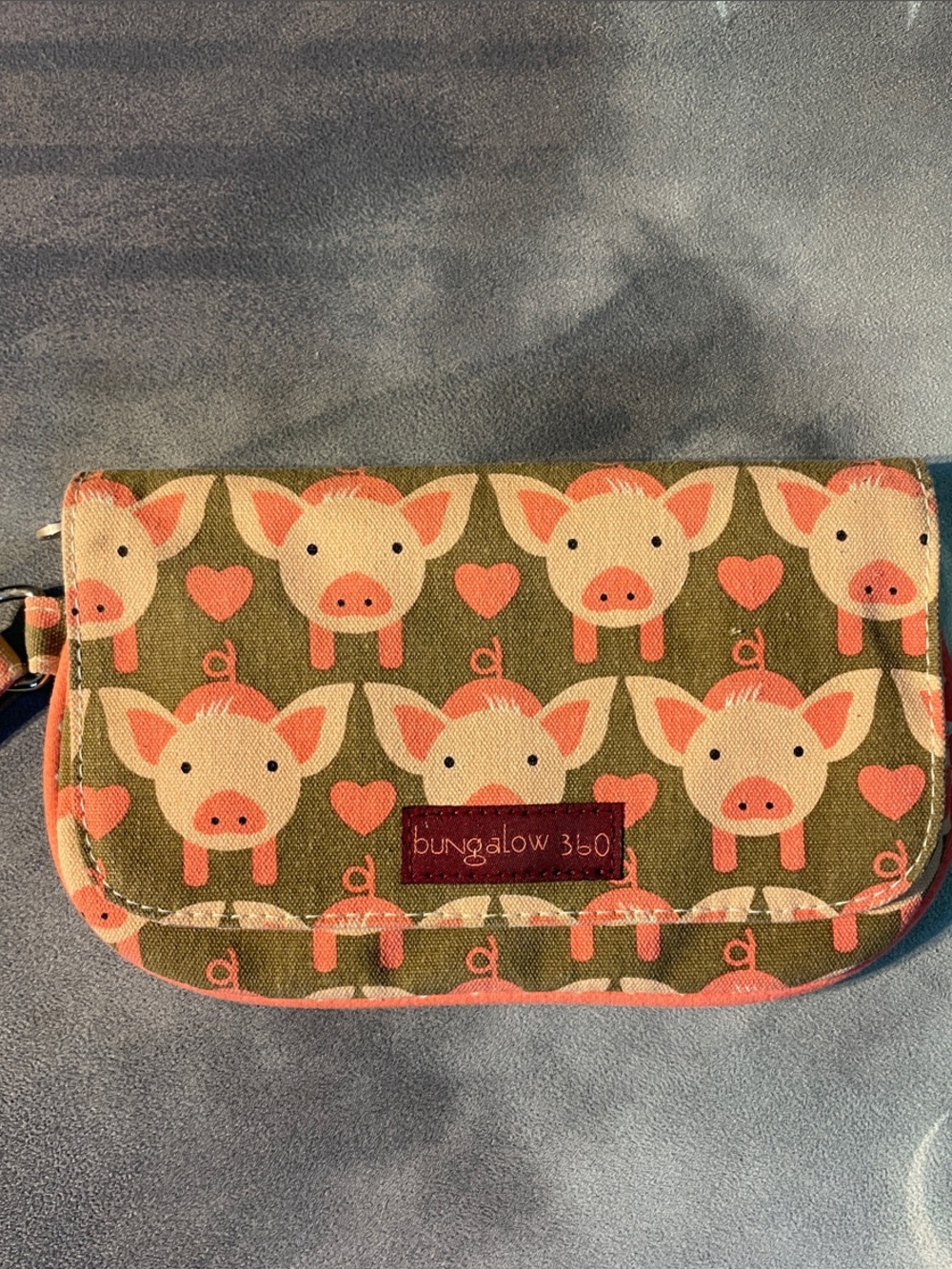 bungalow 360 Pink Pig Print wristlet